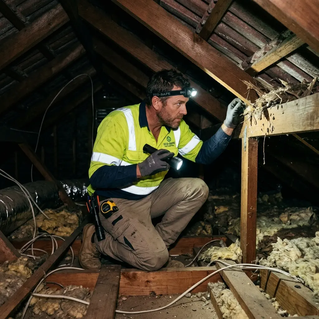 Technician inspecting a Seddon subfloor void for a deceased cat